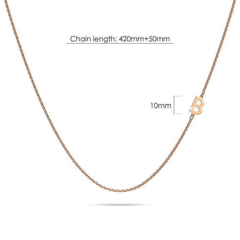 Bold Alphabet Letter Initial Charm Necklace in Rose Gold Tone